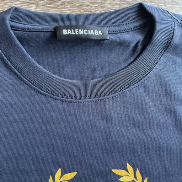 Balenciaga Navy Printed Logo Short Sleeve - Picture 2 of 4